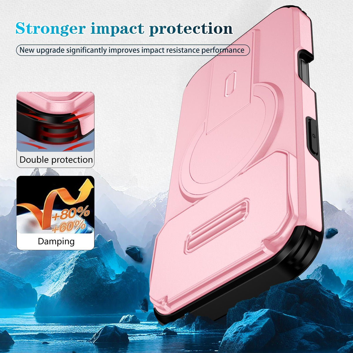 For iPhone 18 Pro Sliding Camshield MagSafe Holder Phone Case - Pink - EDA008742326B