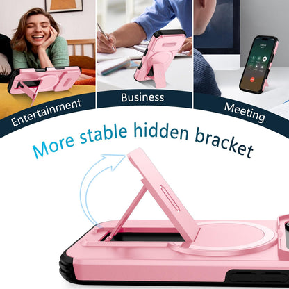 For iPhone 18 Pro Sliding Camshield MagSafe Holder Phone Case - Pink - EDA008742326B