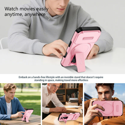 For iPhone 18 Pro Sliding Camshield MagSafe Holder Phone Case - Pink - EDA008742326B