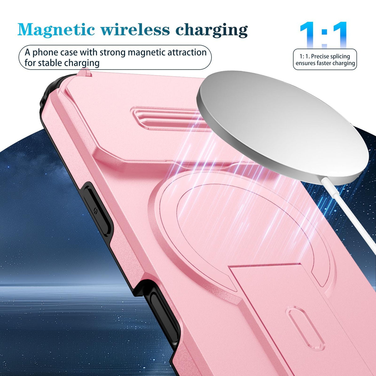 For iPhone 18 Pro Sliding Camshield MagSafe Holder Phone Case - Pink - EDA008742326B