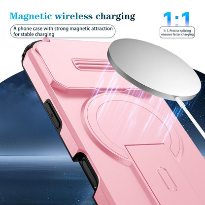 For iPhone 18 Pro Sliding Camshield MagSafe Holder Phone Case - Pink - EDA008742326B
