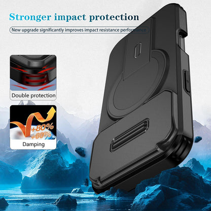 For iPhone 18 Pro Sliding Camshield MagSafe Holder Phone Case - Black - EDA008742326C