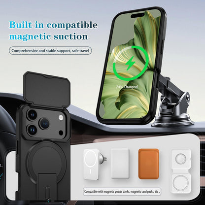 For iPhone 18 Pro Sliding Camshield MagSafe Holder Phone Case - Black - EDA008742326C