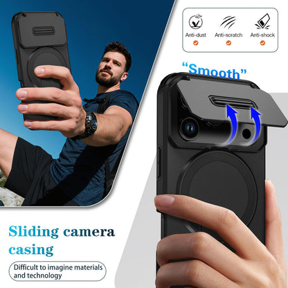 For iPhone 18 Pro Sliding Camshield MagSafe Holder Phone Case - Black - EDA008742326C