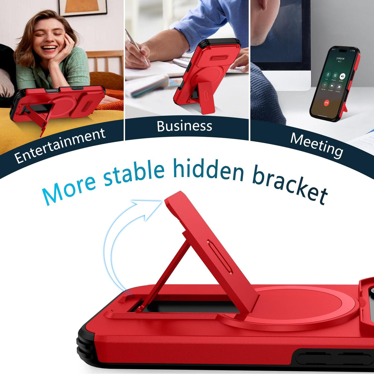 For iPhone 18 Pro Sliding Camshield MagSafe Holder Phone Case - Red - EDA008742326D