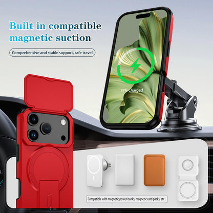 For iPhone 18 Pro Sliding Camshield MagSafe Holder Phone Case - Red - EDA008742326D