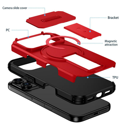 For iPhone 18 Pro Sliding Camshield MagSafe Holder Phone Case - Red - EDA008742326D