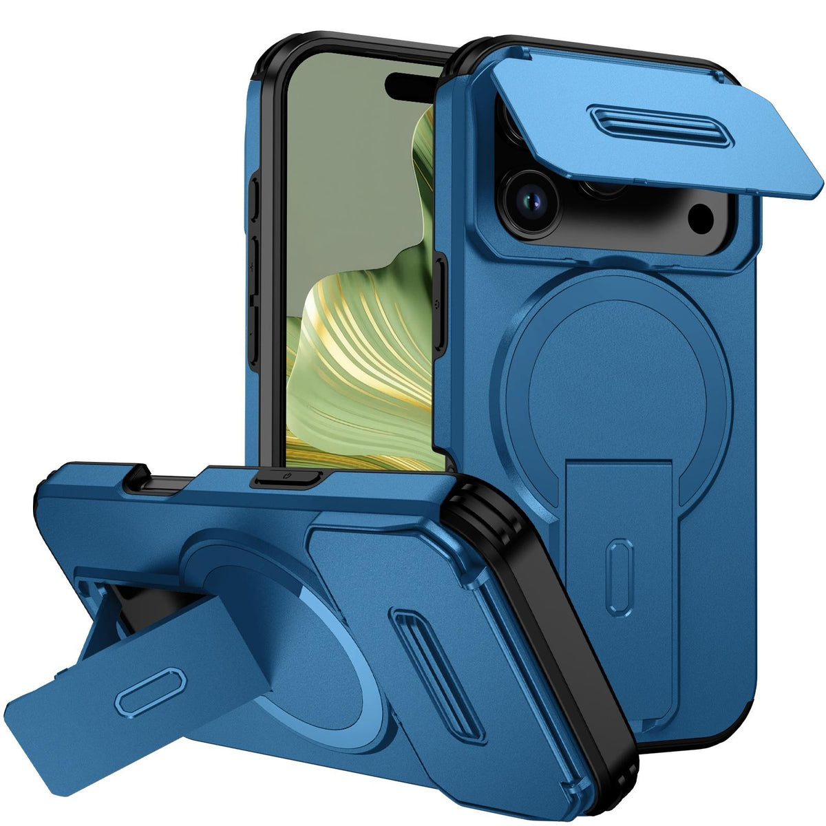 For iPhone 18 Pro Sliding Camshield MagSafe Holder Phone Case - Blue - EDA008742326E