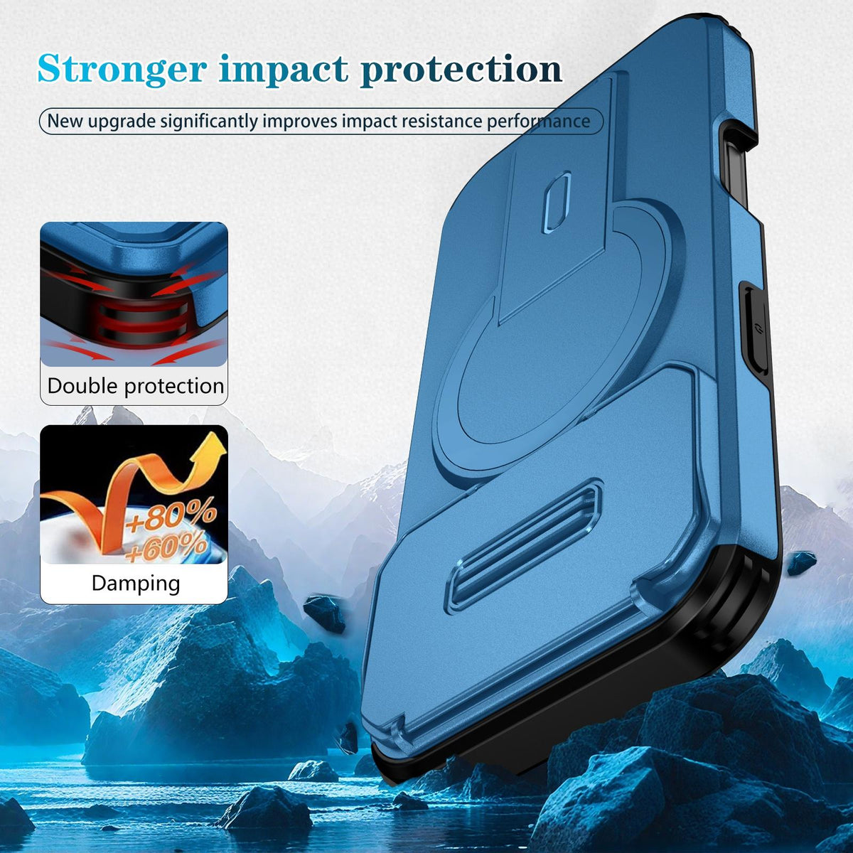 For iPhone 18 Pro Sliding Camshield MagSafe Holder Phone Case - Blue - EDA008742326E