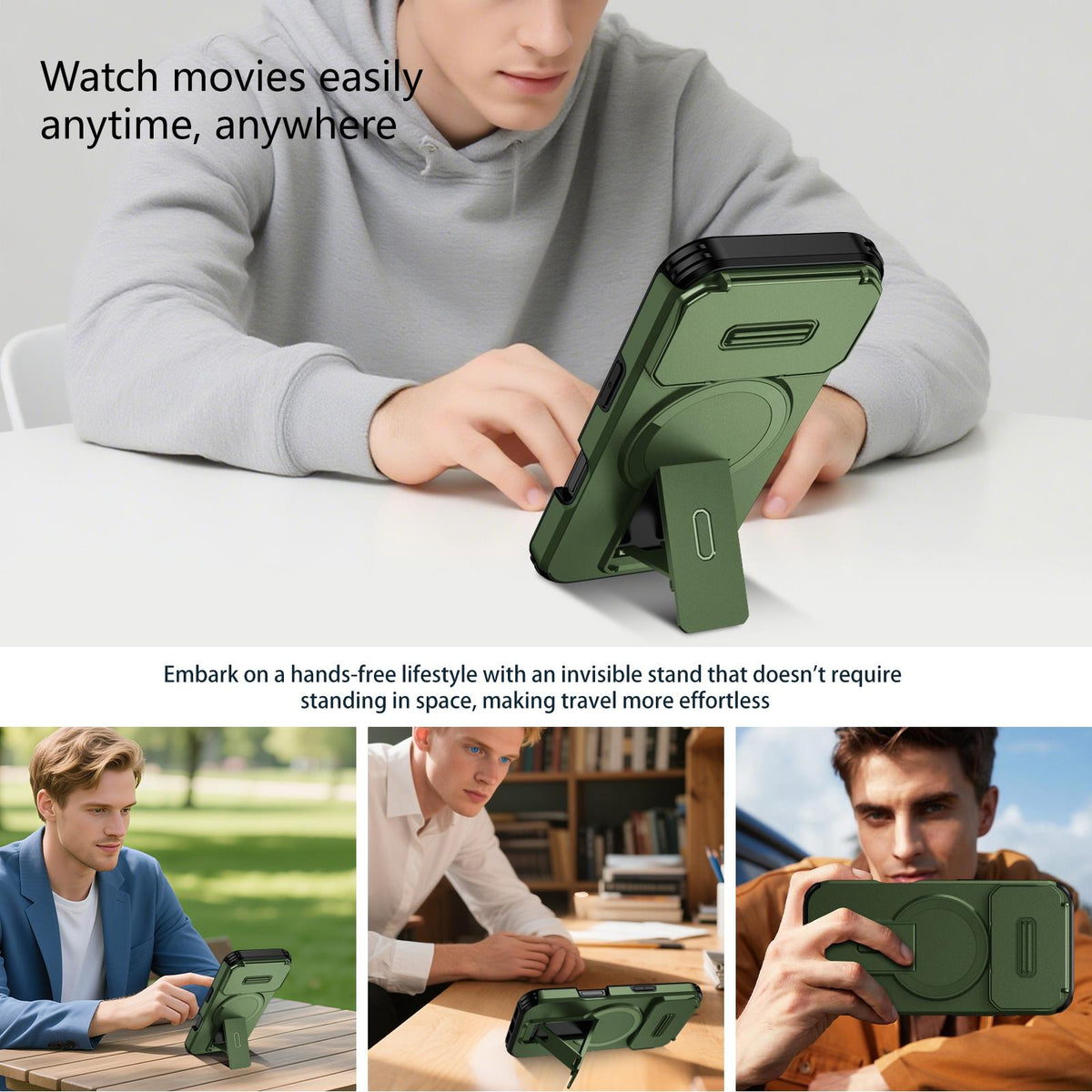 For iPhone 18 Pro Sliding Camshield MagSafe Holder Phone Case - Green - EDA008742326F