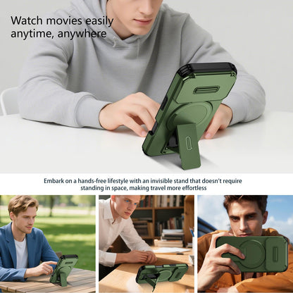 For iPhone 18 Pro Sliding Camshield MagSafe Holder Phone Case - Green - EDA008742326F