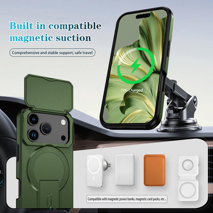 For iPhone 18 Pro Sliding Camshield MagSafe Holder Phone Case - Green - EDA008742326F