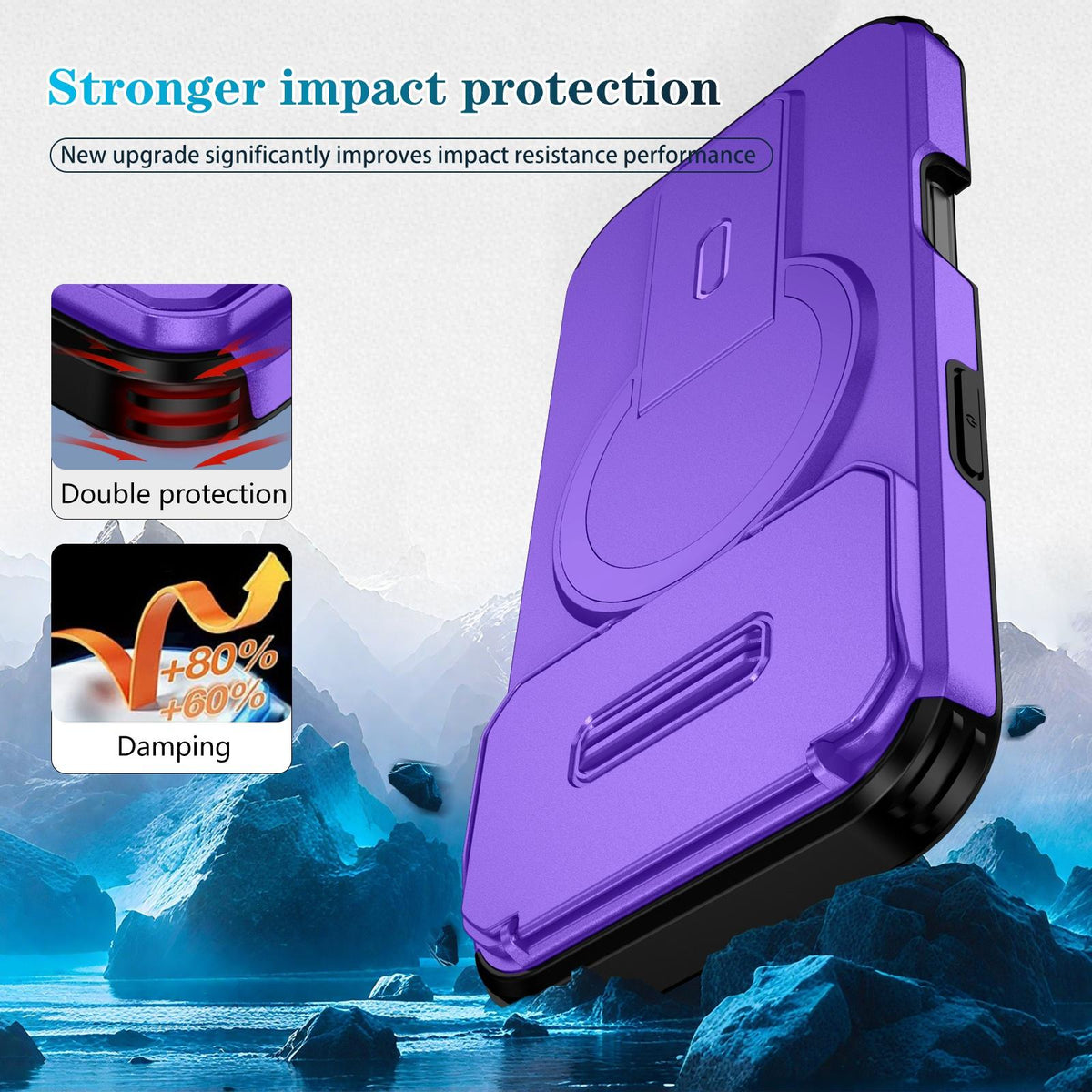 For iPhone 18 Pro Sliding Camshield MagSafe Holder Phone Case - Purple - EDA008742326G