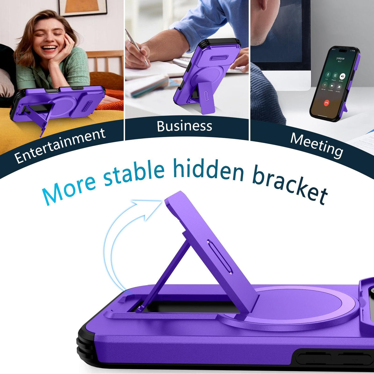 For iPhone 18 Pro Sliding Camshield MagSafe Holder Phone Case - Purple - EDA008742326G