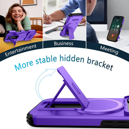 For iPhone 18 Pro Sliding Camshield MagSafe Holder Phone Case - Purple - EDA008742326G