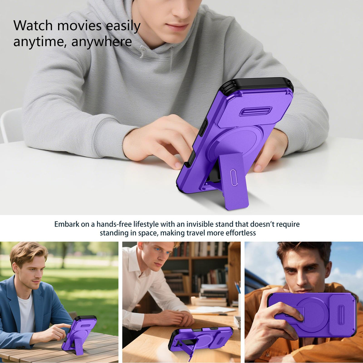 For iPhone 18 Pro Sliding Camshield MagSafe Holder Phone Case - Purple - EDA008742326G