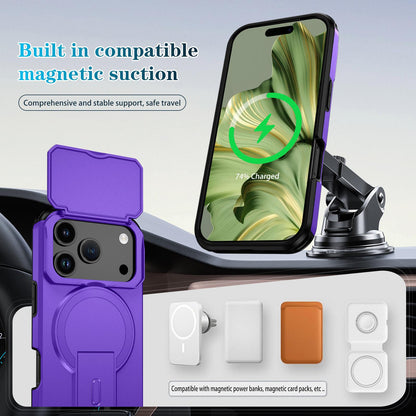 For iPhone 18 Pro Sliding Camshield MagSafe Holder Phone Case - Purple - EDA008742326G