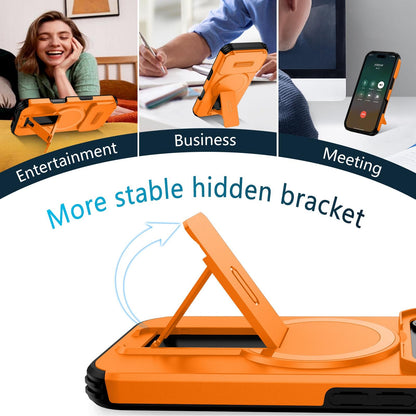 For iPhone 18 Pro Max Sliding Camshield MagSafe Holder Phone Case - Orange - EDA008742327A
