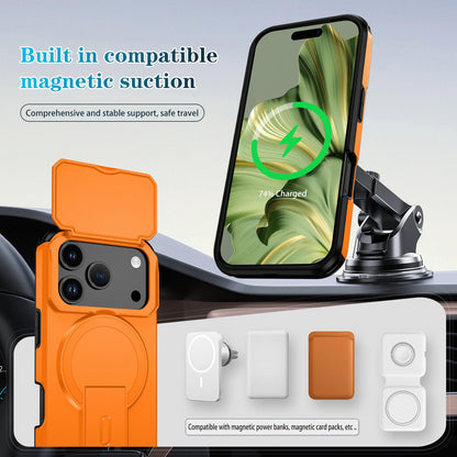 For iPhone 18 Pro Max Sliding Camshield MagSafe Holder Phone Case - Orange - EDA008742327A