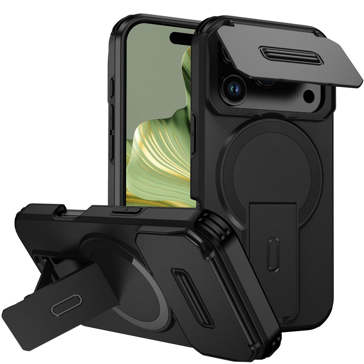 For iPhone 18 Pro Max Sliding Camshield MagSafe Holder Phone Case - Black - EDA008742327C