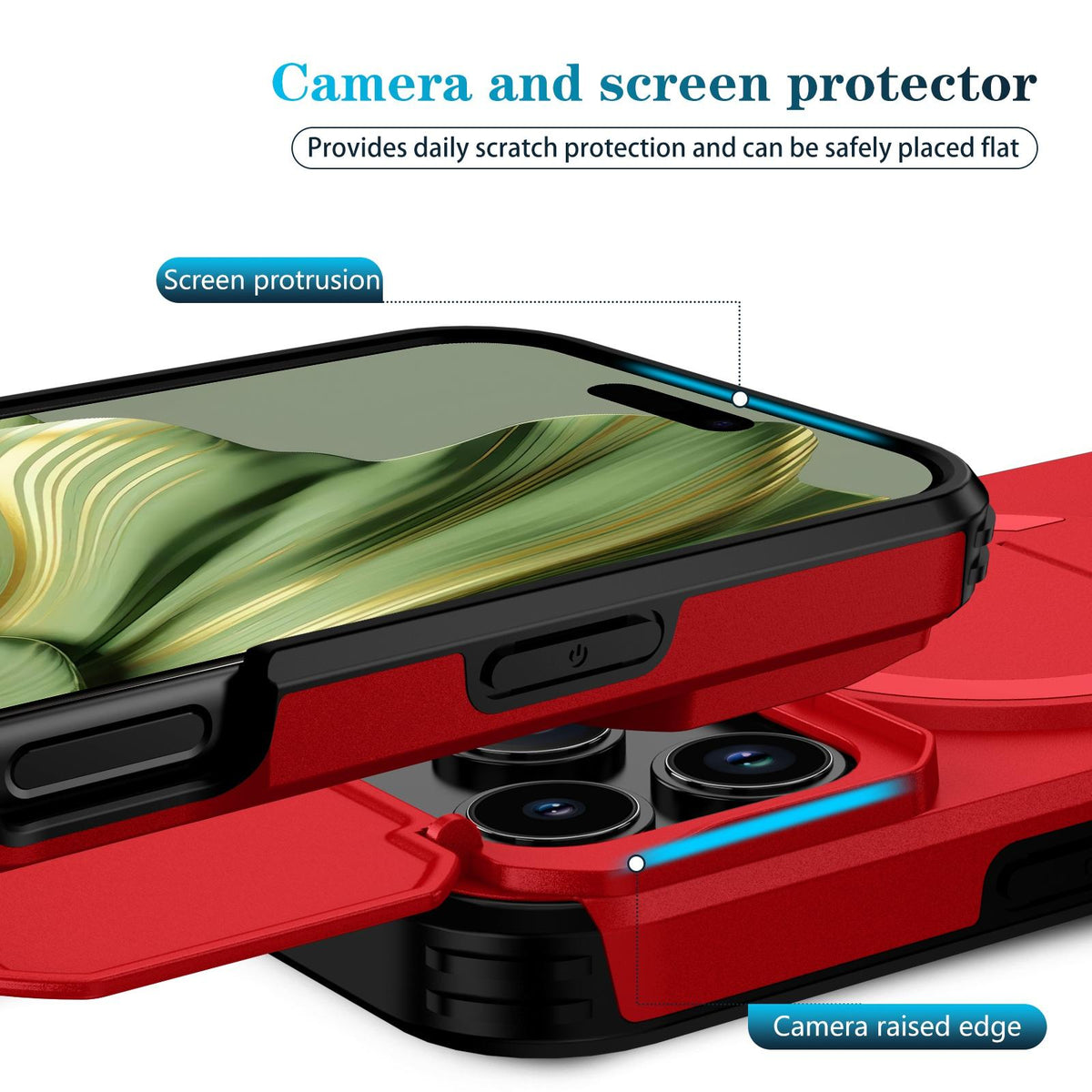For iPhone 18 Pro Max Sliding Camshield MagSafe Holder Phone Case - Red - EDA008742327D