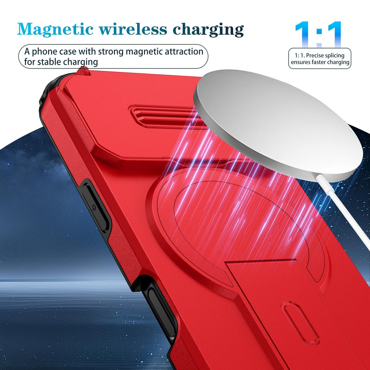 For iPhone 18 Pro Max Sliding Camshield MagSafe Holder Phone Case - Red - EDA008742327D