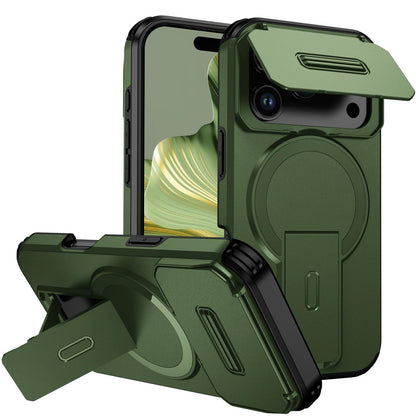 For iPhone 18 Pro Max Sliding Camshield MagSafe Holder Phone Case - Green - EDA008742327F