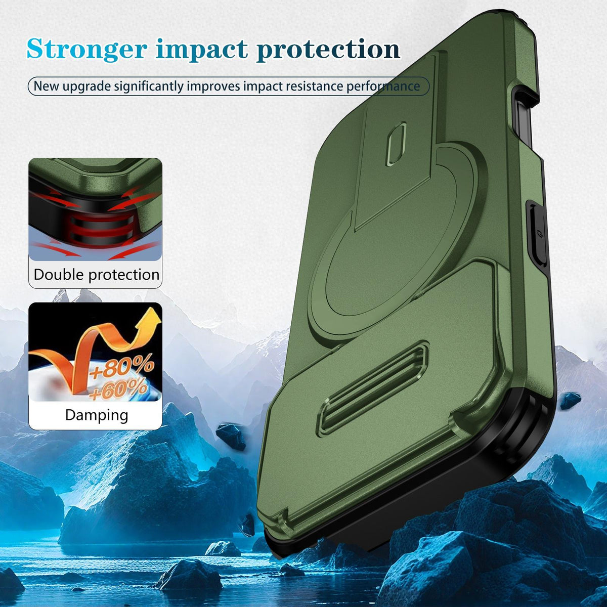 For iPhone 18 Pro Max Sliding Camshield MagSafe Holder Phone Case - Green - EDA008742327F