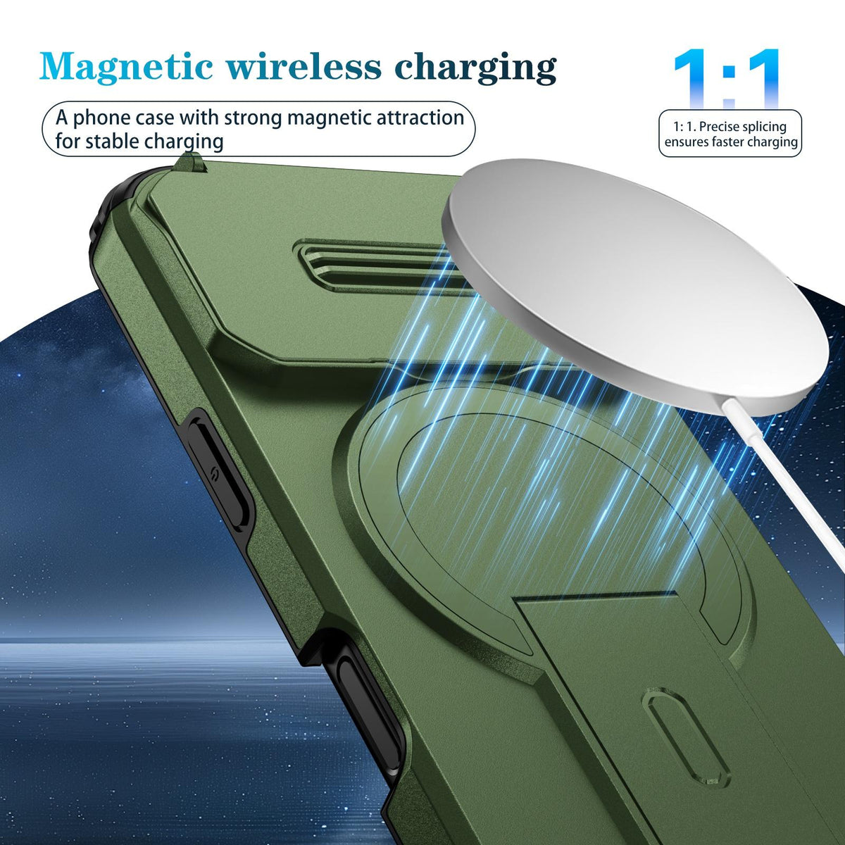 For iPhone 18 Pro Max Sliding Camshield MagSafe Holder Phone Case - Green - EDA008742327F