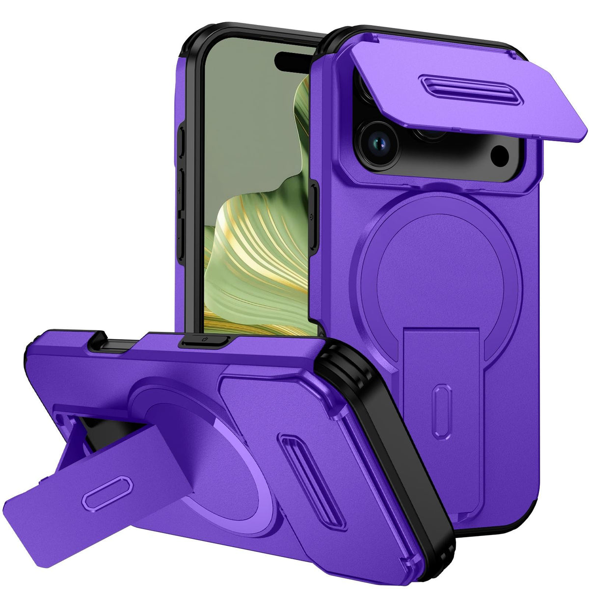 For iPhone 18 Pro Max Sliding Camshield MagSafe Holder Phone Case - Purple - EDA008742327G