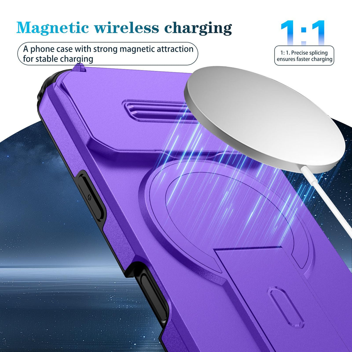 For iPhone 18 Pro Max Sliding Camshield MagSafe Holder Phone Case - Purple - EDA008742327G