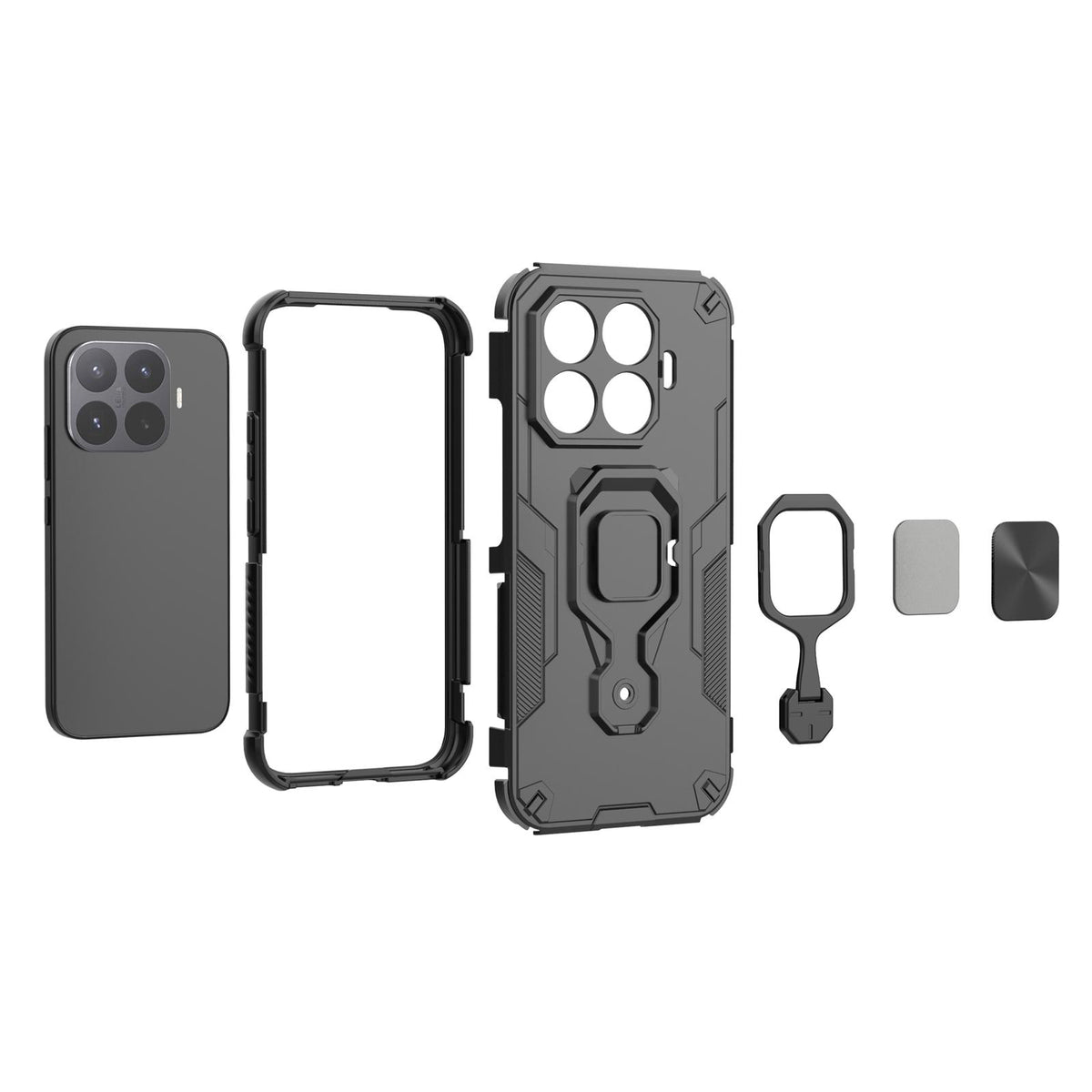 For Xiaomi 17T Pro 5G Metal Kickstand TPU Hybrid PC Phone Case - Black - EDA008746707A
