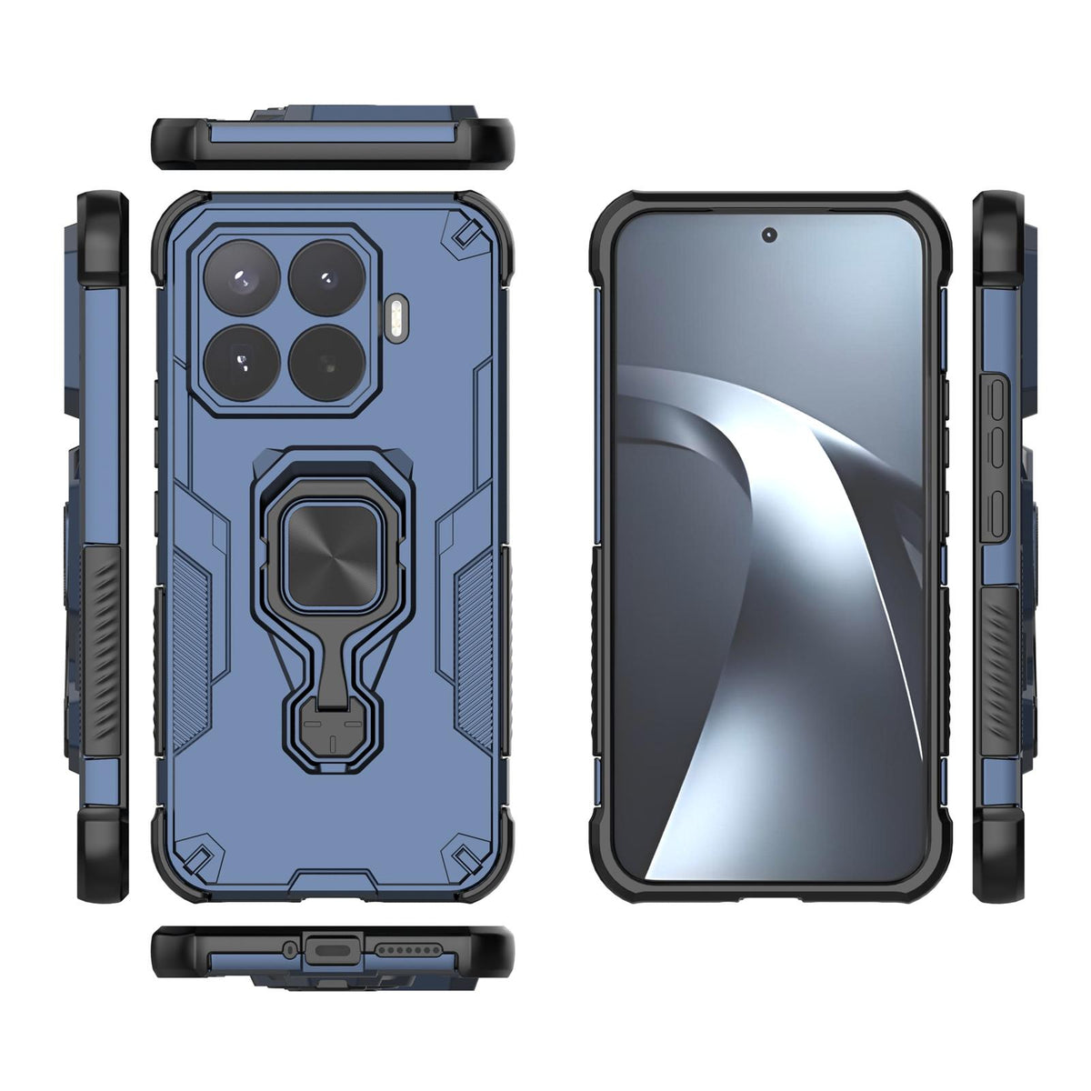 For Xiaomi 17T Pro 5G Metal Kickstand TPU Hybrid PC Phone Case - Blue - EDA008746707C