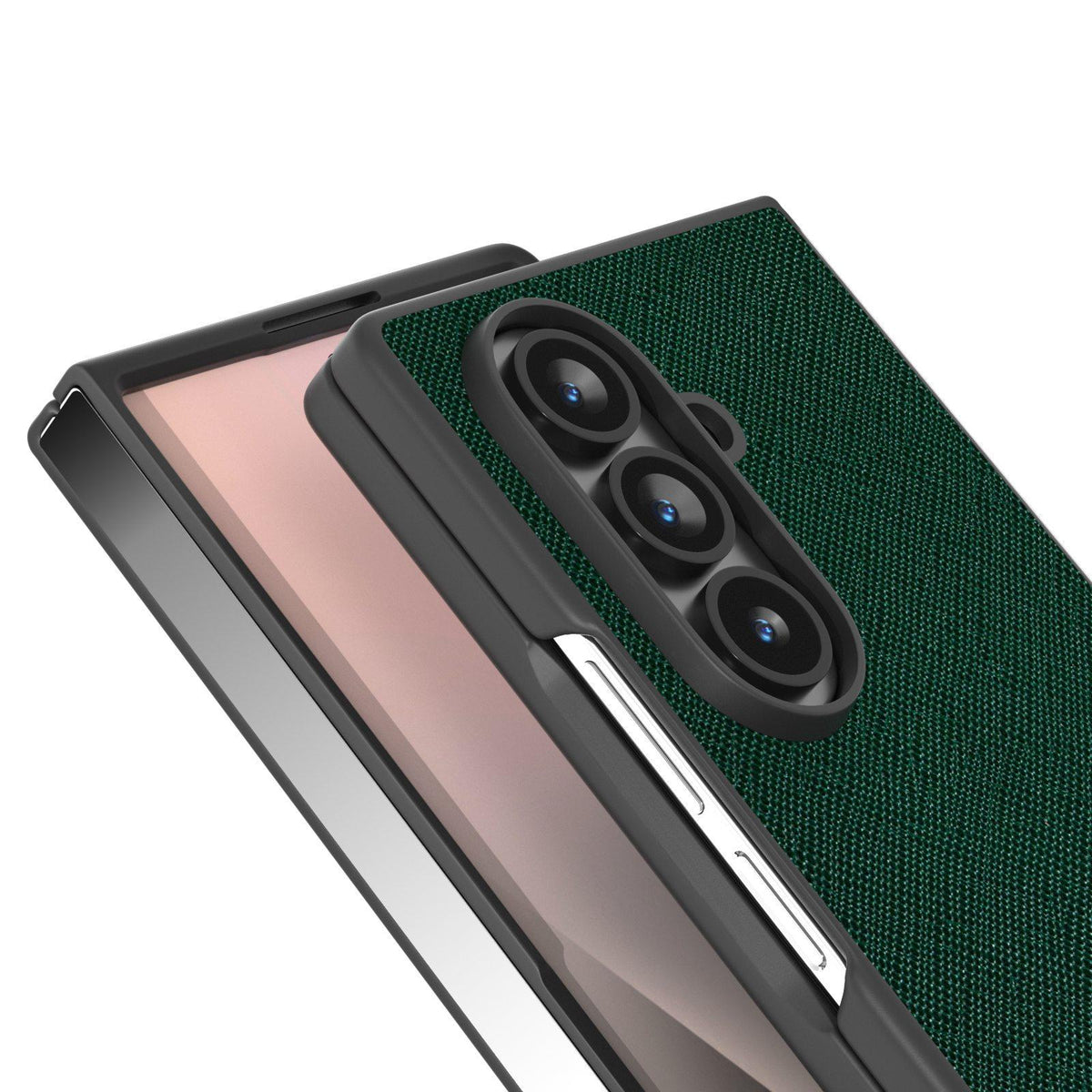 For Galaxy Z Fold8 Ultra 5G ABEEL Cross Texture Genuine Leather Phone Case - Green - EDA008752402B