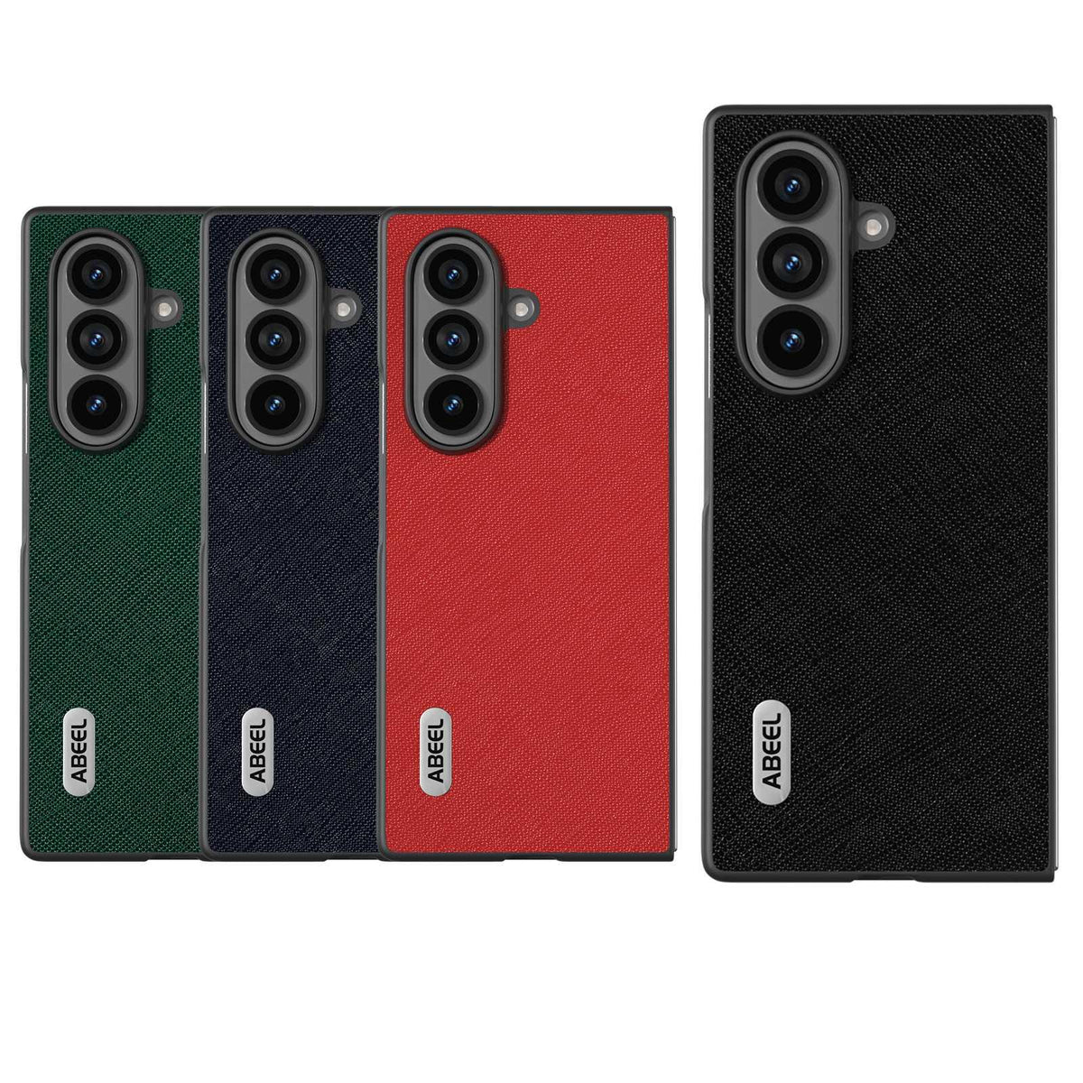 For Galaxy Z Fold8 Ultra 5G ABEEL Cross Texture Genuine Leather Phone Case - Blue - EDA008752402D