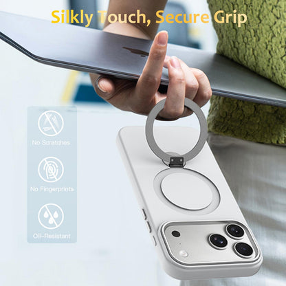 For iPhone 18 Pro Gen1.5 Pivot Ring Holder TPU Hybrid PC Phone Case(White)