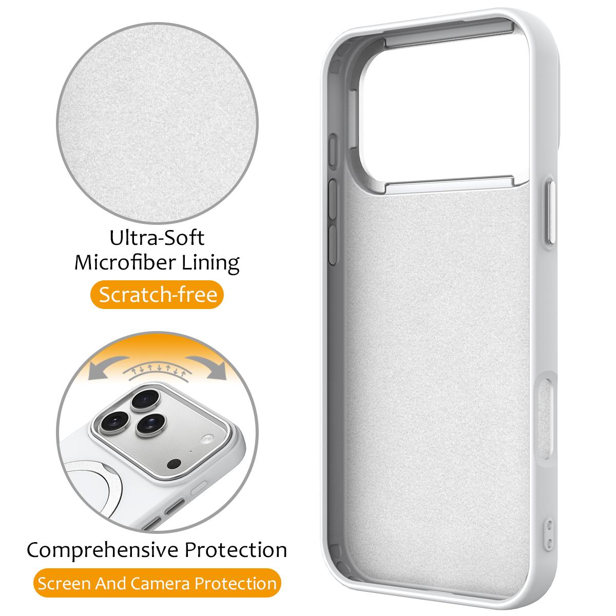 For iPhone 18 Pro Gen1.5 Pivot Ring Holder TPU Hybrid PC Phone Case(White)
