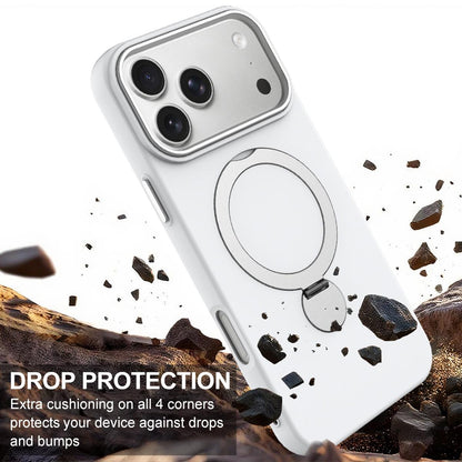 For iPhone 18 Pro Gen1.5 Pivot Ring Holder TPU Hybrid PC Phone Case(White)