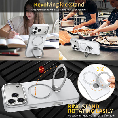 For iPhone 18 Pro Gen1.5 Pivot Ring Holder TPU Hybrid PC Phone Case(White)