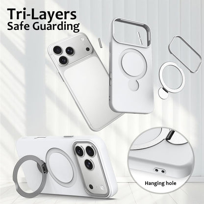 For iPhone 18 Pro Gen1.5 Pivot Ring Holder TPU Hybrid PC Phone Case(White)