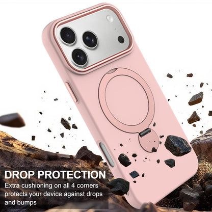 For iPhone 18 Pro Gen1.5 Pivot Ring Holder TPU Hybrid PC Phone Case(Pink)