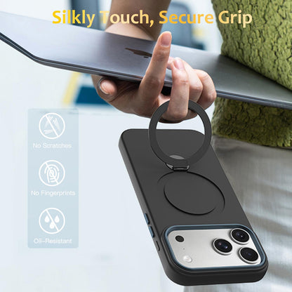 For iPhone 18 Pro Gen1.5 Pivot Ring Holder TPU Hybrid PC Phone Case(Black)