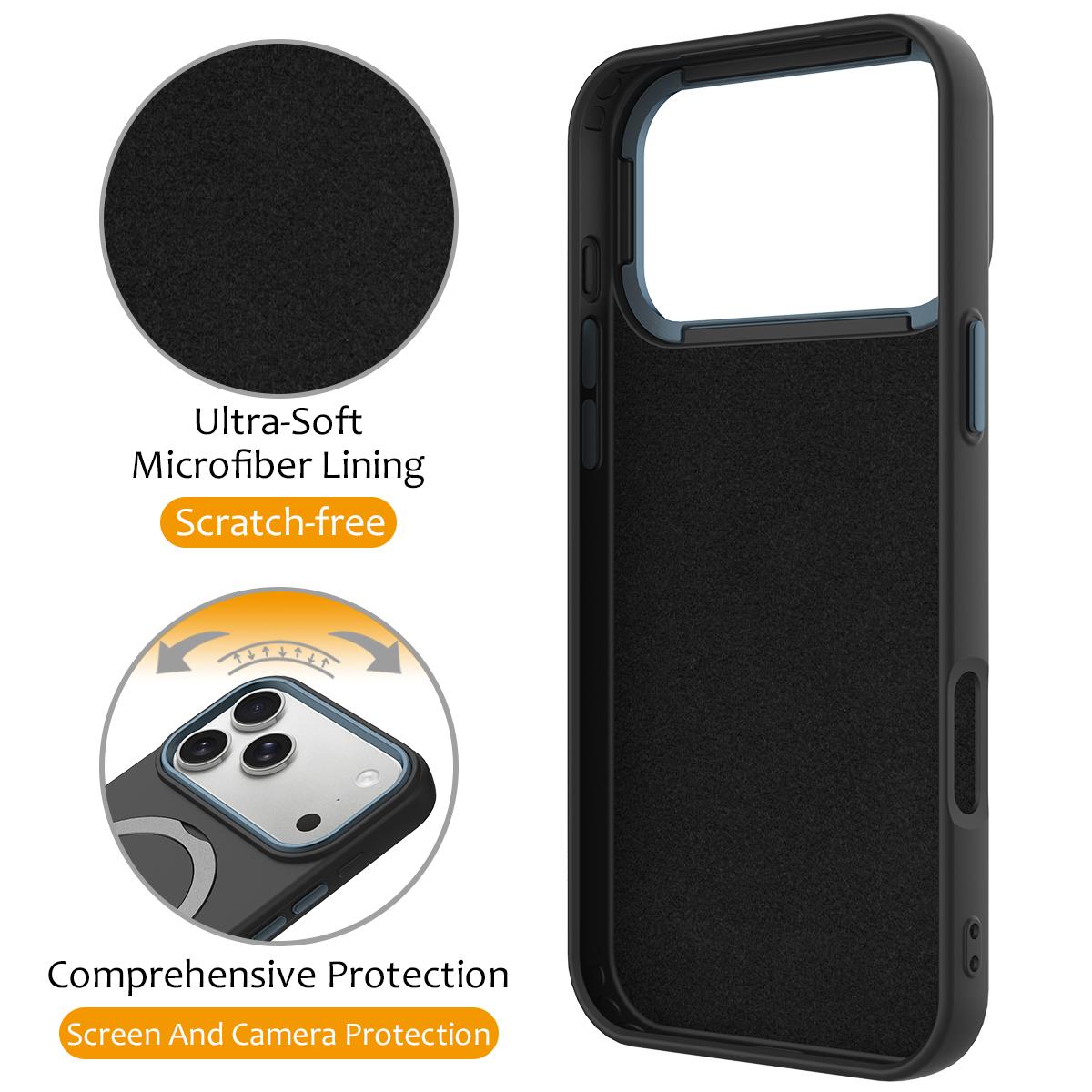 For iPhone 18 Pro Gen1.5 Pivot Ring Holder TPU Hybrid PC Phone Case(Black)