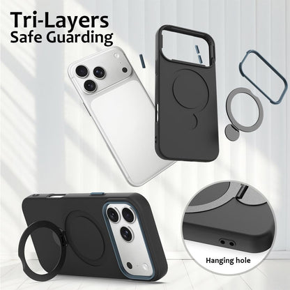 For iPhone 18 Pro Gen1.5 Pivot Ring Holder TPU Hybrid PC Phone Case(Black)
