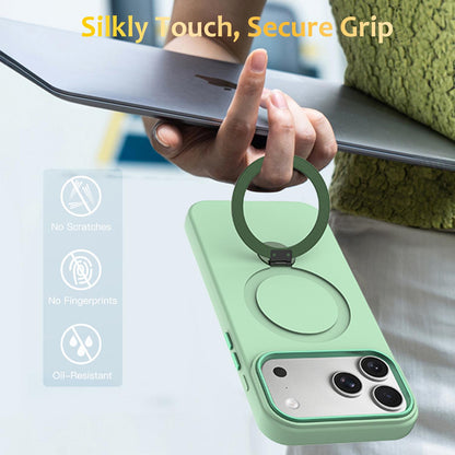 For iPhone 18 Pro Gen1.5 Pivot Ring Holder TPU Hybrid PC Phone Case(Green)
