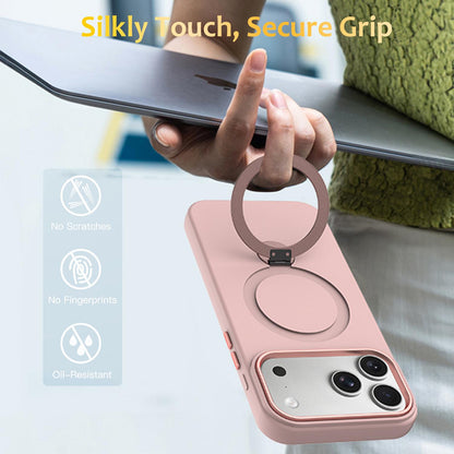 For iPhone 18 Pro Max Gen1.5 Pivot Ring Holder TPU Hybrid PC Phone Case(Pink)