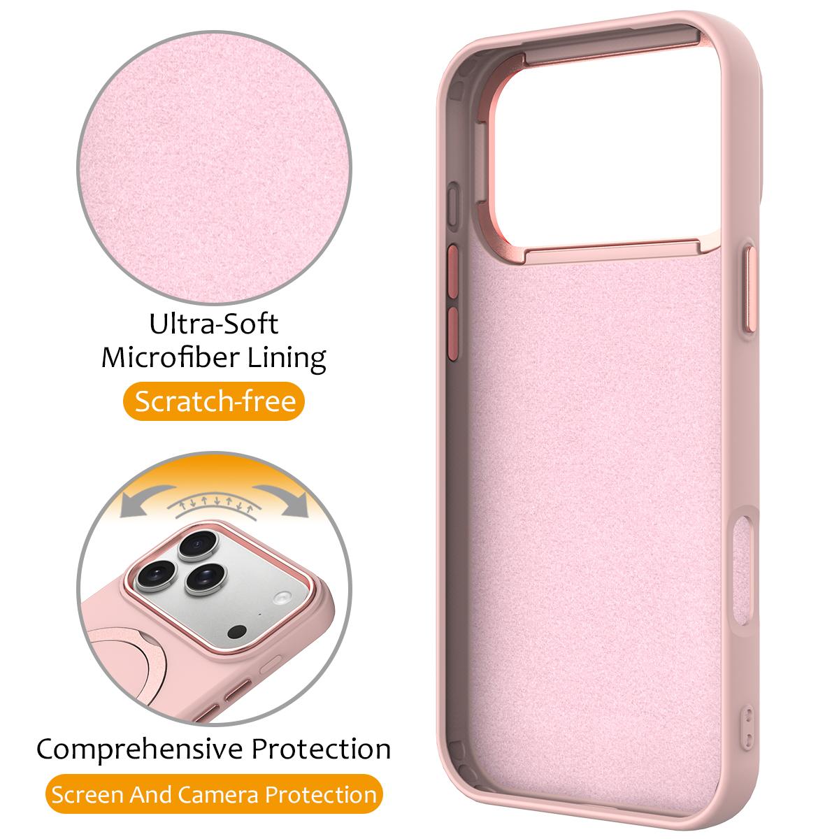 For iPhone 18 Pro Max Gen1.5 Pivot Ring Holder TPU Hybrid PC Phone Case(Pink)