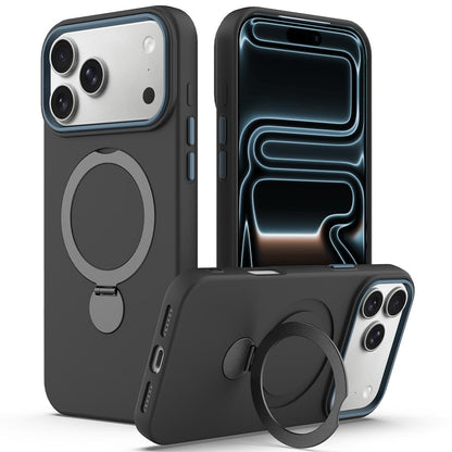 For iPhone 18 Pro Max Gen1.5 Pivot Ring Holder TPU Hybrid PC Phone Case(Black)