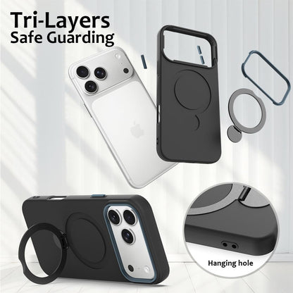For iPhone 18 Pro Max Gen1.5 Pivot Ring Holder TPU Hybrid PC Phone Case(Black)