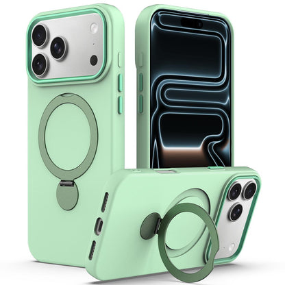 For iPhone 18 Pro Max Gen1.5 Pivot Ring Holder TPU Hybrid PC Phone Case(Green)
